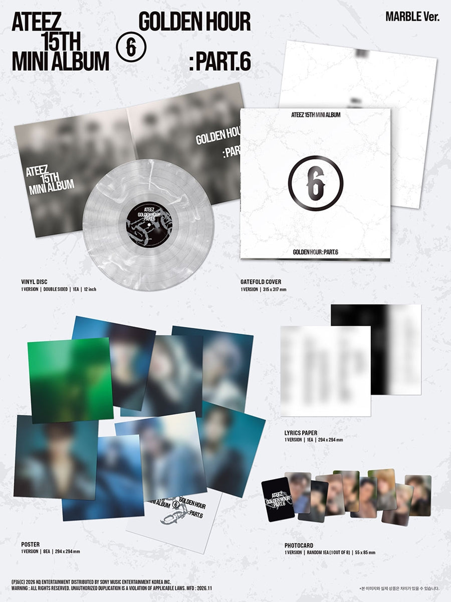 PRE-ORDER ATEEZ 15TH MINI ALBUM GOLDEN HOUR : Part.6 Marble Version