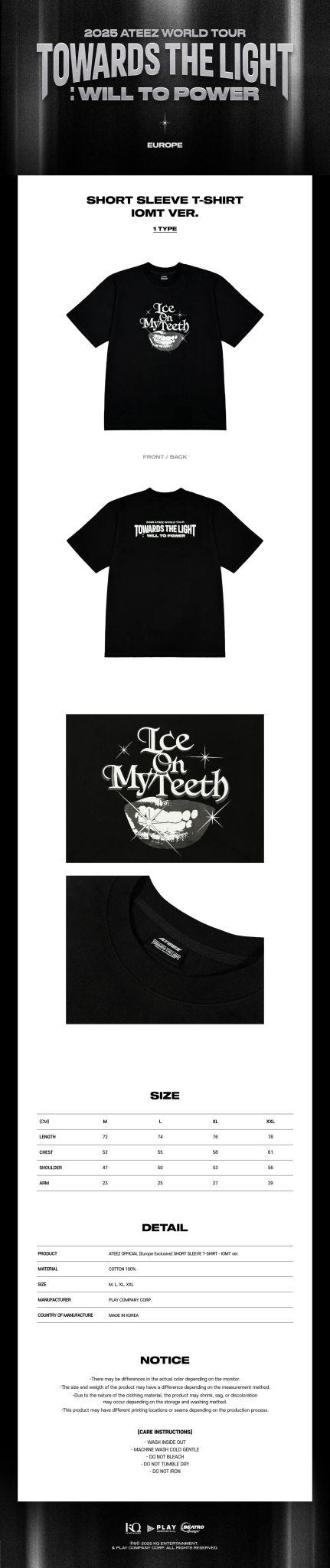 ATEEZ TOWARDS THE LIGHT : WILL TO POWER World Tour Pop - Up Store in Europe Short Sleeved T-Shirt IOMT – Clothing (M / / ) | HobiEgo