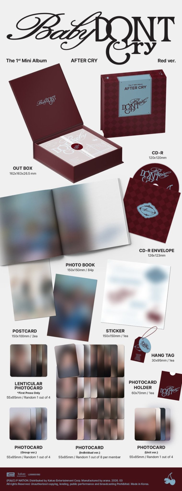Baby DONT Cry 1st Mini Album AFTER CRY – album 8804775466106 (PINK / / ) | HobiEgo K - pop Shop