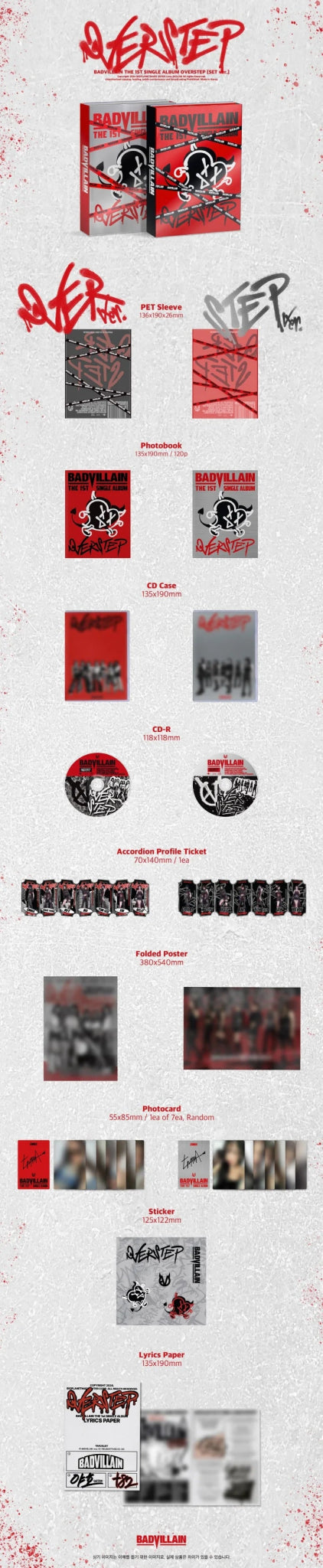BADVILLAIN 1st Single Album OVERSTEP – album (OVER (RED) / / ) | HobiEgo