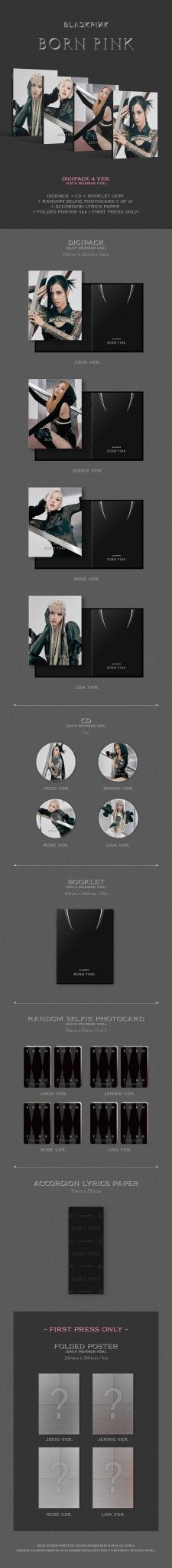 BLACKPINK 2nd Album BORN PINK (Digipack Version) – album (Jisoo / / ) | HobiEgo