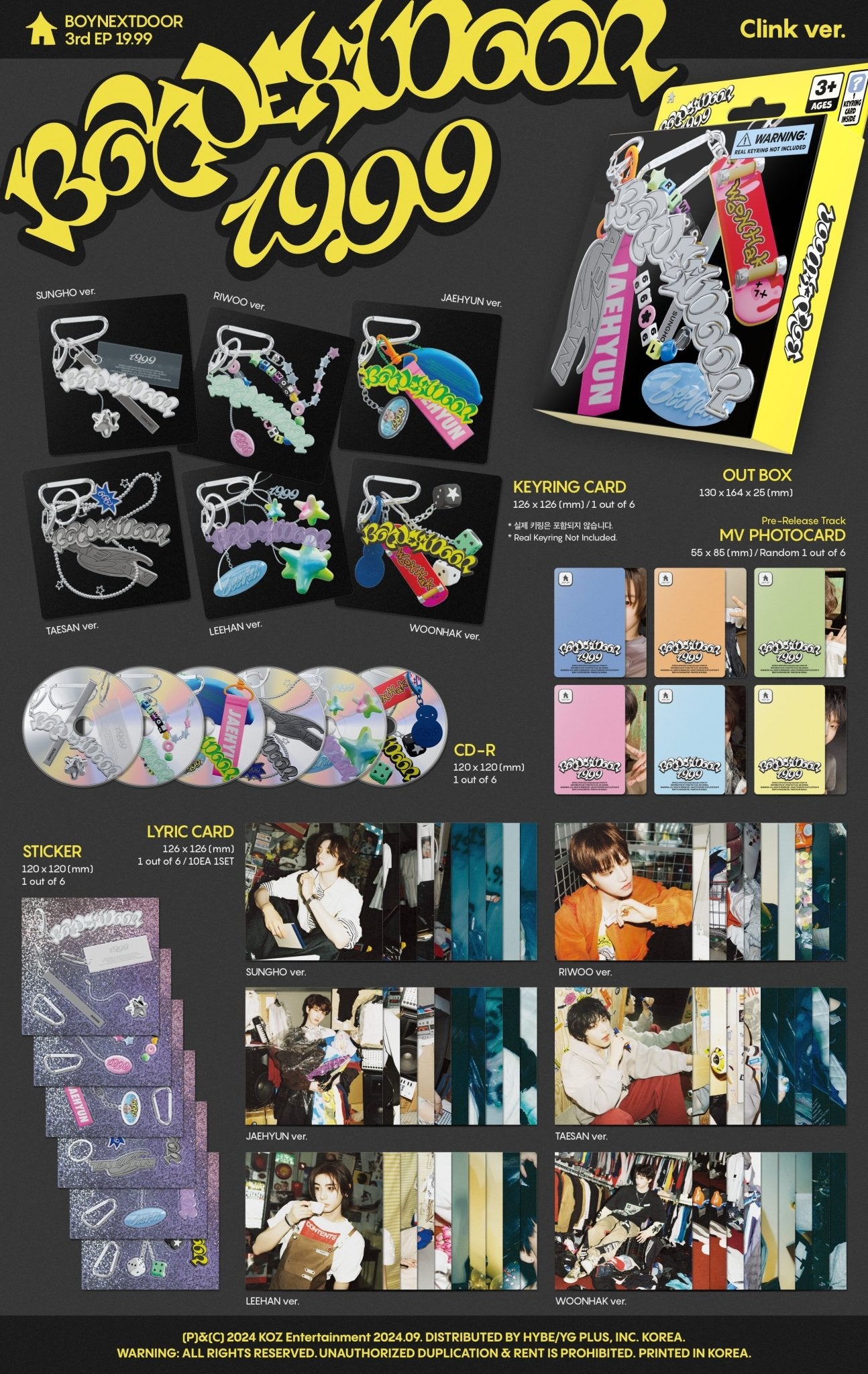 BOYNEXTDOOR 3rd EP 19.99 (Clink Version) (Member Option) – album (Jaehyun / / ) | HobiEgo