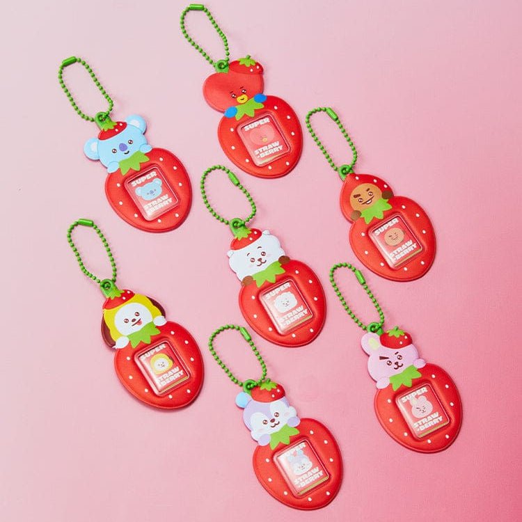 BT21 MINI PHOTO HOLDER KEYRING STRAWBERRY PARTY – merch 8800312349659 (Koya / / ) | HobiEgo K - pop Shop