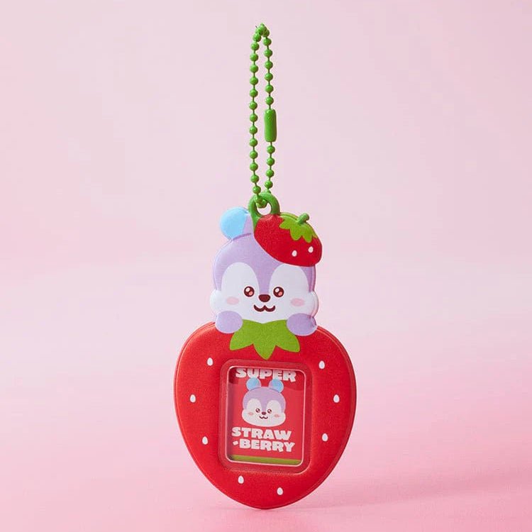 BT21 MINI PHOTO HOLDER KEYRING STRAWBERRY PARTY – merch 8800312349635 (Mang / / ) | HobiEgo K - pop Shop
