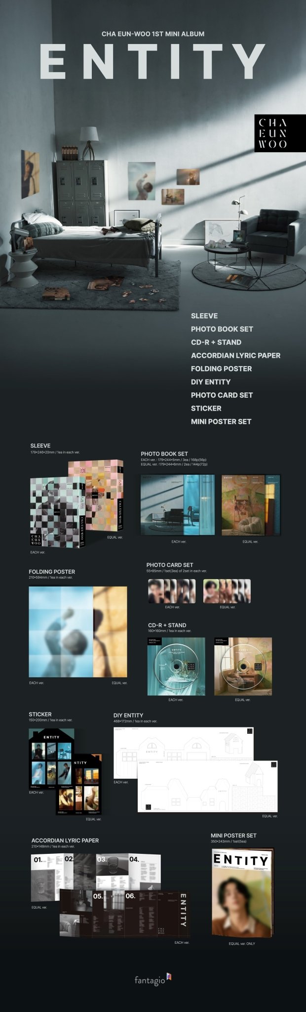 CHA EUNWOO 1st Mini Album ENTITY – album (EACH (BLUE) / / ) | HobiEgo