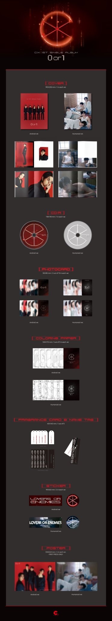 CIX 1st Single Album 0 or 1 – album (Android (RED) / / ) | HobiEgo