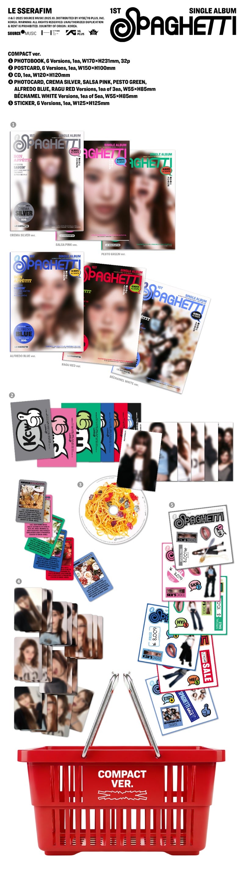 PRE-ORDER LE SSERAFIM 1st Single Album SPAGHETTI (Compact Version)