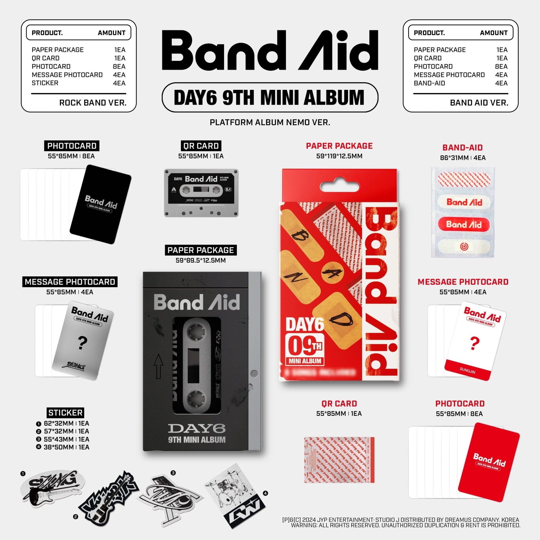 DAY6 9th Mini Album Band Aid Platform Album Nemo Version – album (Rock Band (BLACK) / / ) | HobiEgo