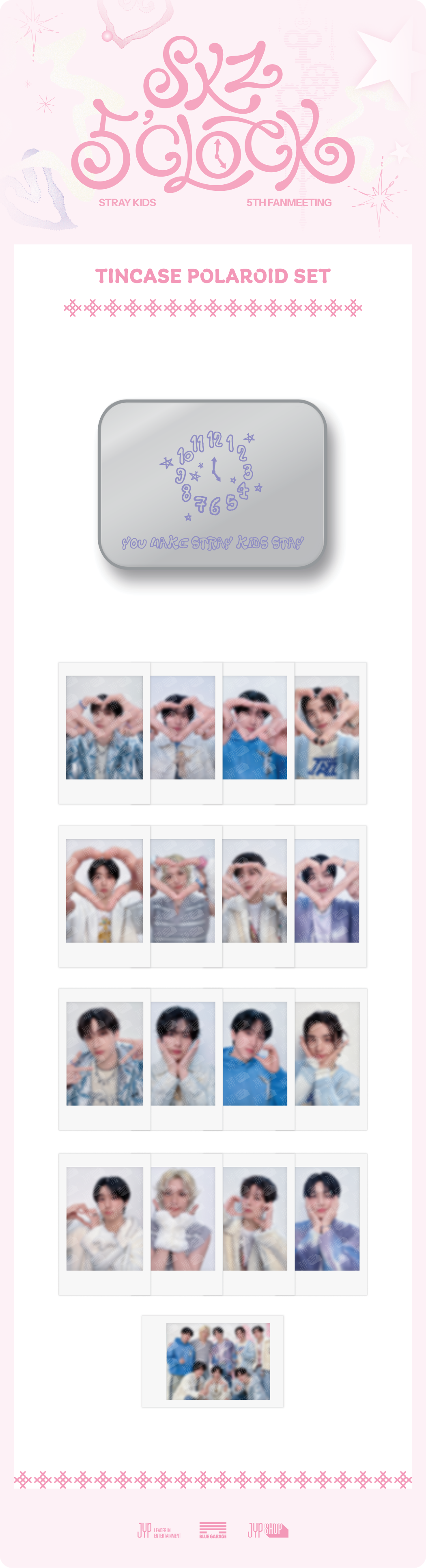 PRE-ORDER Stray Kids SKZOO Tin Case Polaroid Set : For 5th Fanmeeting 5'CLOCK