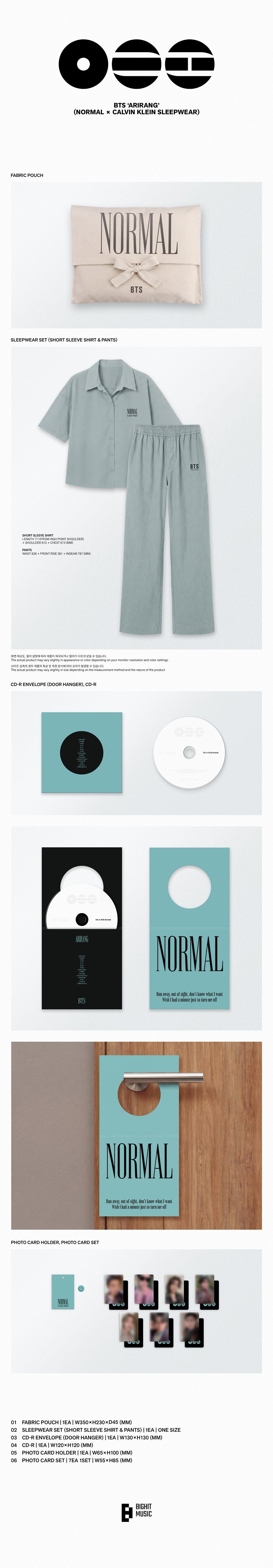 PRE-ORDER BTS The 5th Album ARIRANG NORMAL x CALVIN KLEIN SLEEPWEAR