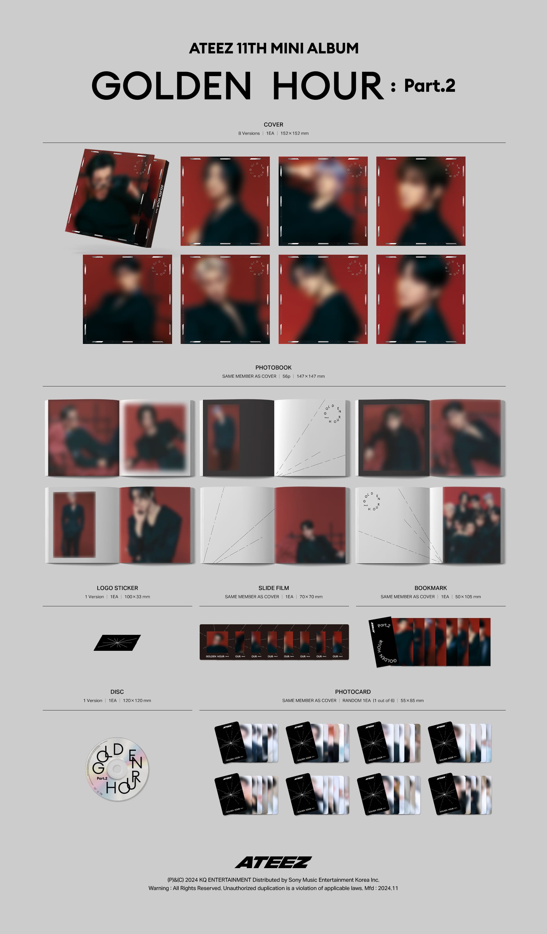 PRE-ORDER ATEEZ 11th Mini Album GOLDEN HOUR : Part 2 (Digipack Version)