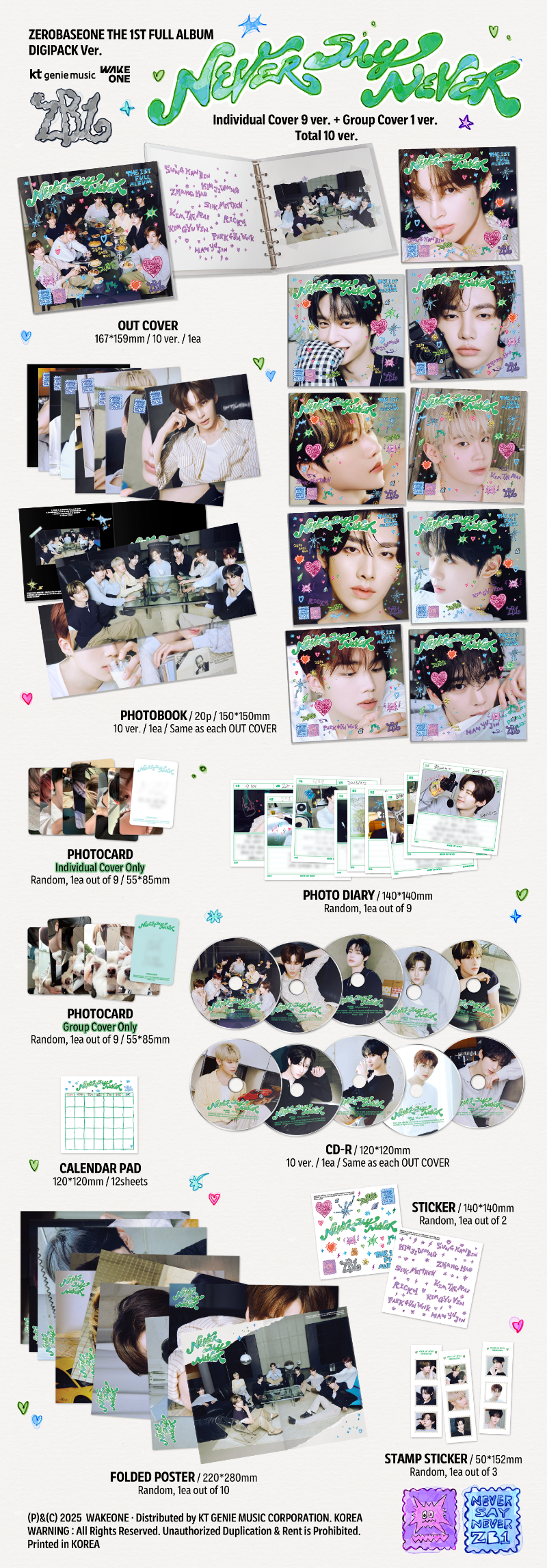 ZEROBASEONE 1st Full Album NEVER SAY NEVER (DIGIPACK Version)