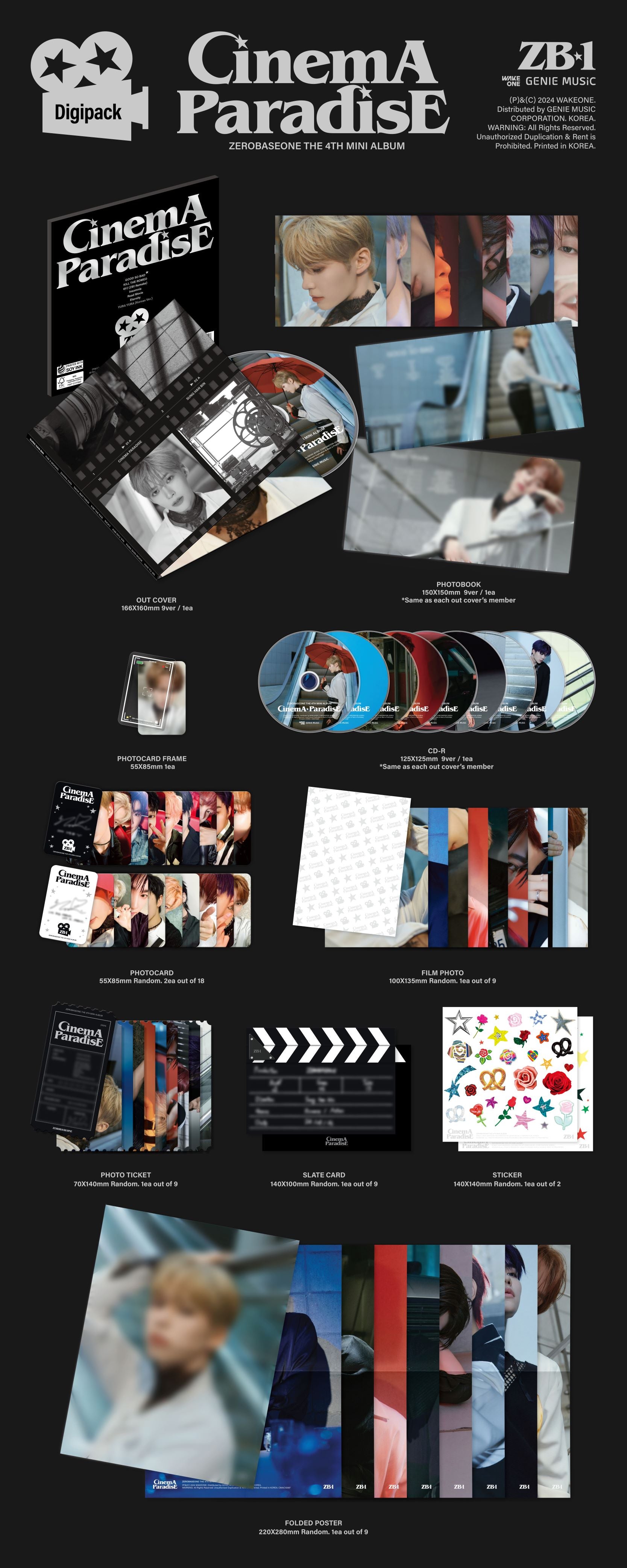 ZEROBASEONE 4th Mini Album CINEMA PARADISE (Digipack Version)