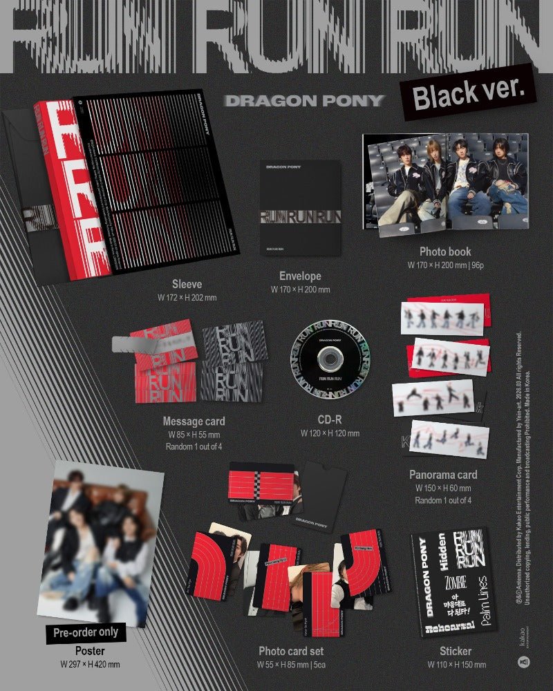 Dragon Pony 3rd EP Album RUN RUN RUN – album 8804775465239 (BLACK / / ) | HobiEgo K - pop Shop