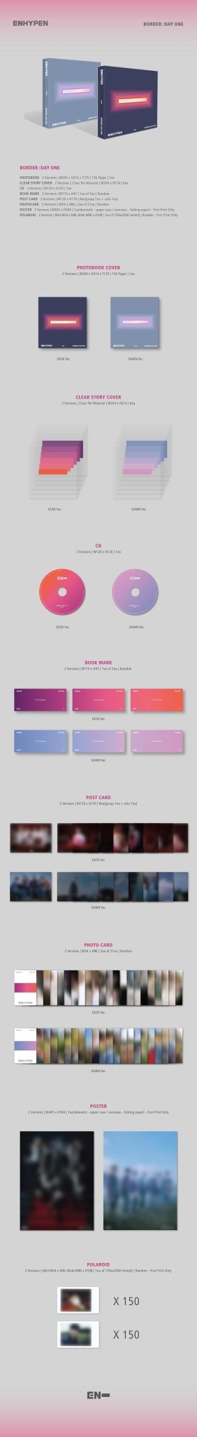 ENHYPEN 1st Mini Album BORDER : DAY ONE – album (DUSK / / ) | HobiEgo
