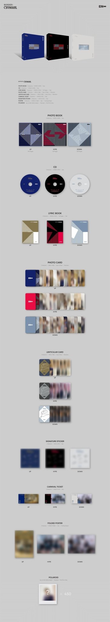 ENHYPEN 2nd Mini Album BORDER : CARNIVAL – album (UP (BLUE) / / ) | HobiEgo