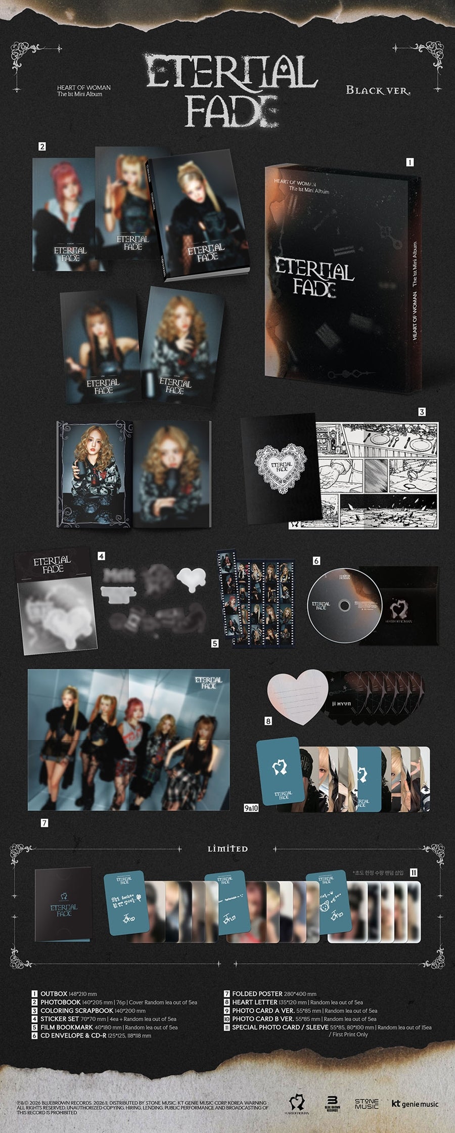 PRE-ORDER HEART OF WOMAN 1st Mini Album ETERNAL FADE Black Version