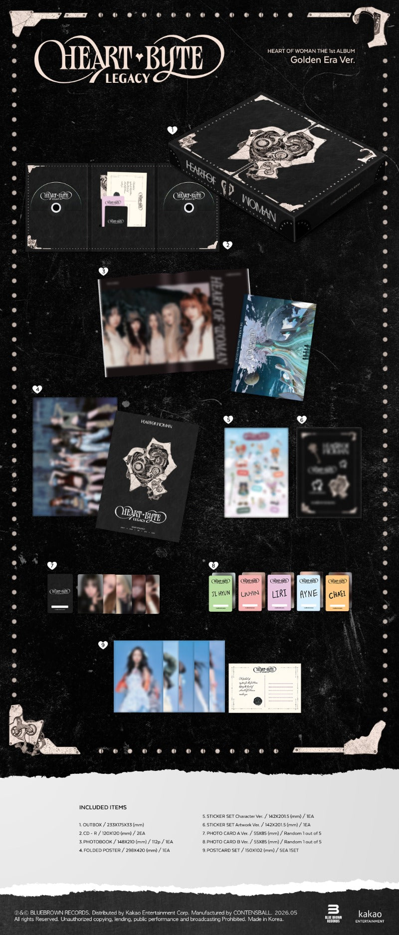 Pre-Order HEART OF WOMAN 1st Album Heart Byte : LEGACY Golden Era Version