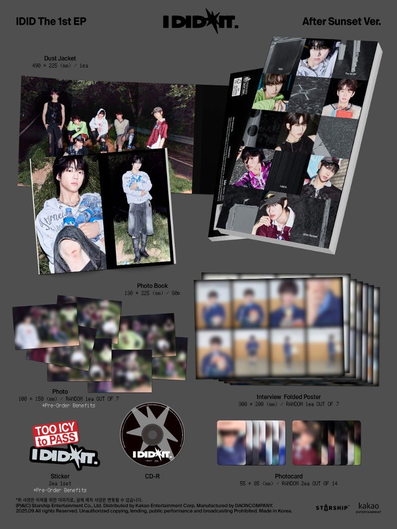 【抜けなし】IDID I did it After Sunset CD サイン IDID 1ST MINI ALBUM - I DID IT (YESTERDAY VER. / AFTER SUNSET VER
