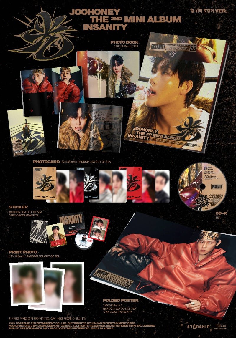 JOOHONEY (MONSTA X) 2nd Mini Album 光 INSANITY (Photobook Version) – album 8804775459283 (링 위의 호랑이 (BROWN) / / ) | HobiEgo K - pop Shop