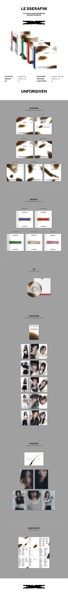 LE SSERAFIM 1st Studio Album UNFORGIVEN (COMPACT Version) – album (Glowing Silver (Kim Chaewon) / / ) | HobiEgo