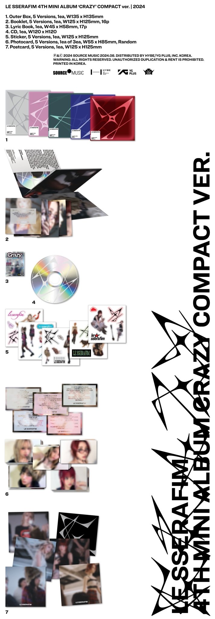 LE SSERAFIM 4th Mini Album CRAZY (COMPACT Version) – album (SILVER RIBBON (Kim Chaewon) / / ) | HobiEgo
