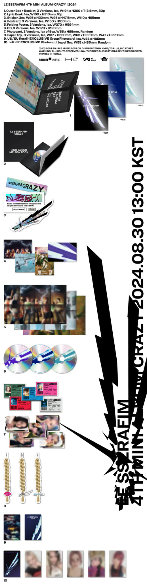 LE SSERAFIM 4th Mini Album CRAZY (hello82 EXCLUSIVE) – album (Vol.1 THUNDERING CEDAR / / ) | HobiEgo