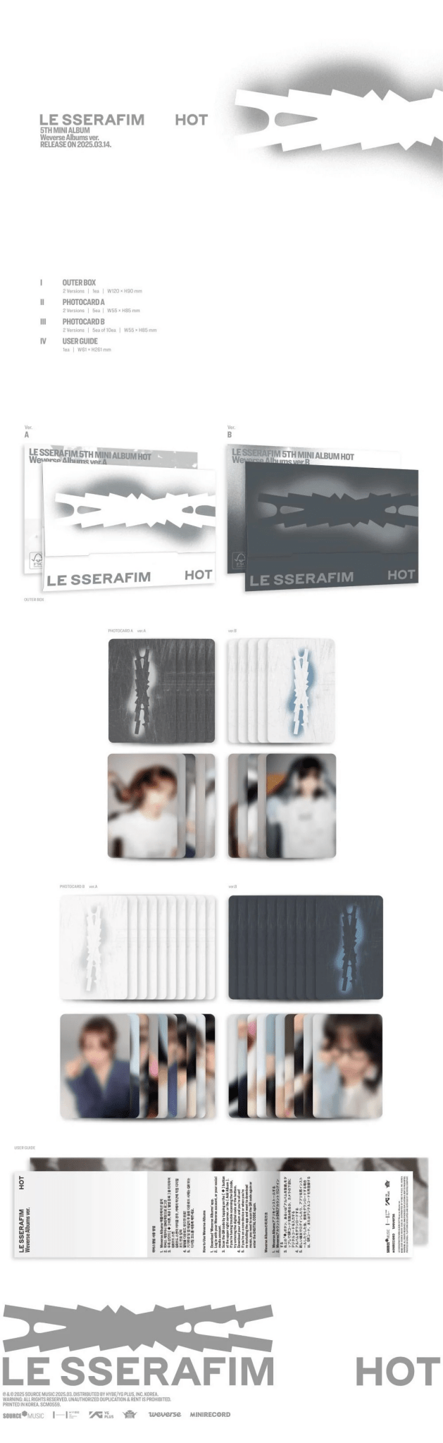 LE SSERAFIM 5th Mini Album HOT (Weverse Albums Version) – album (A (WHITE) / / ) | HobiEgo