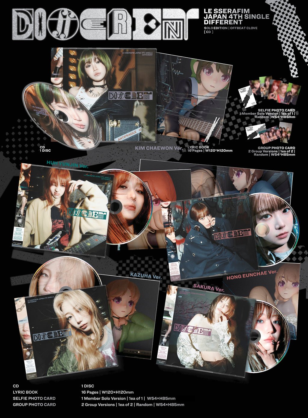 LE SSERAFIM Japanese Album DIFFERENT (Solo Jacket Edition) – album (Kim Chaewon / / ) | HobiEgo