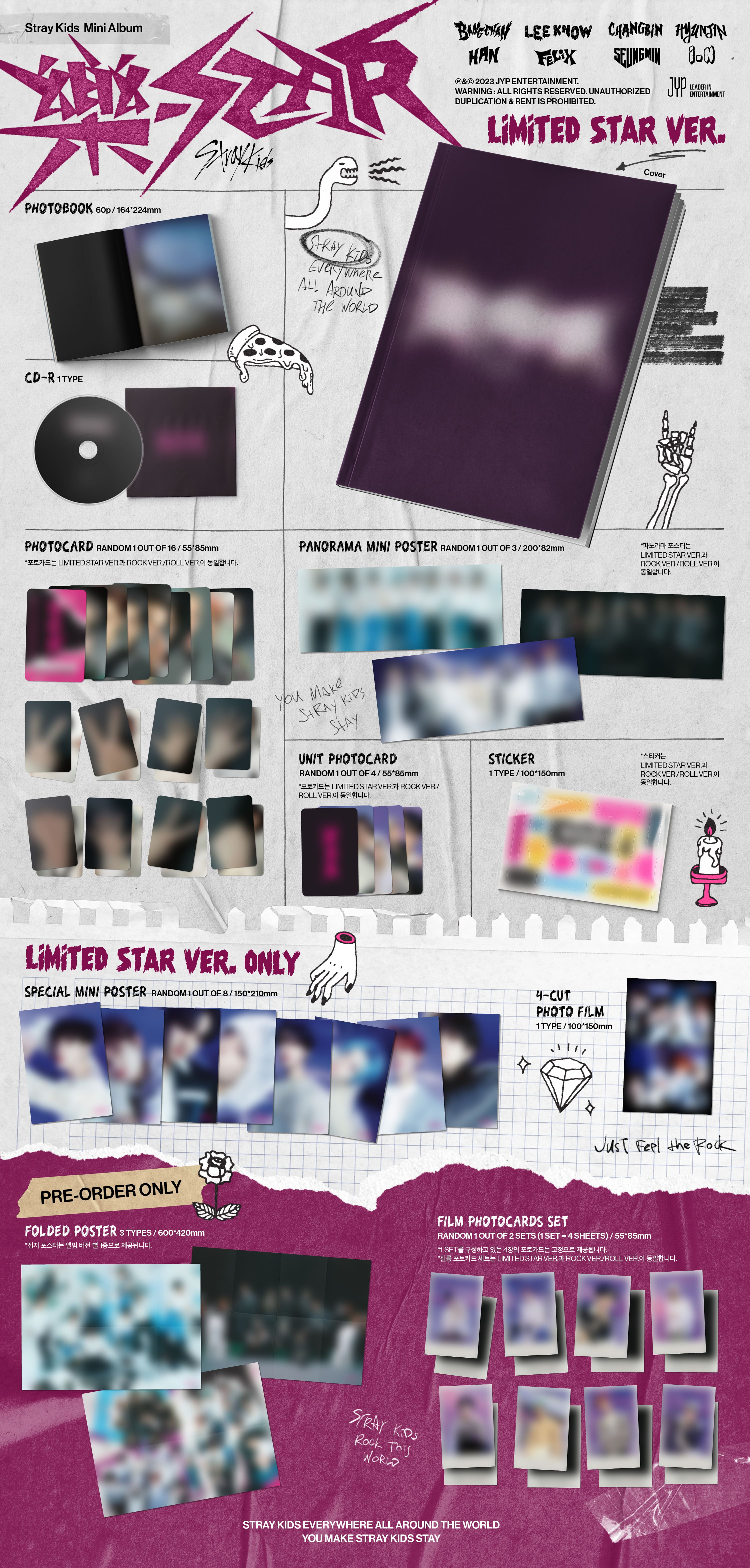 Stray Kids 8th Mini Album 樂-STAR (LIMITED STAR Version) + Music Plant POB