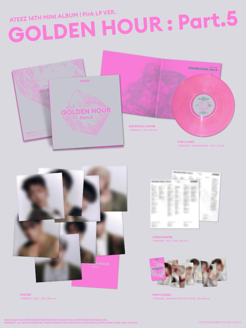 PRE-ORDER ATEEZ 14th Mini Album GOLDEN HOUR : Part.5 (Pink LP Version)
