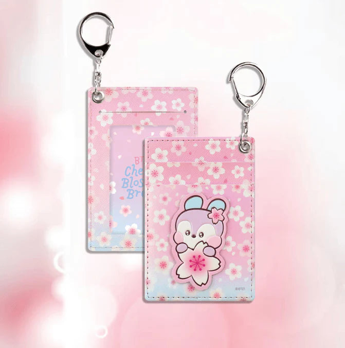 BT21 - CHERRY BLOSSOM LEATHER PATCH CARD HOLDER
