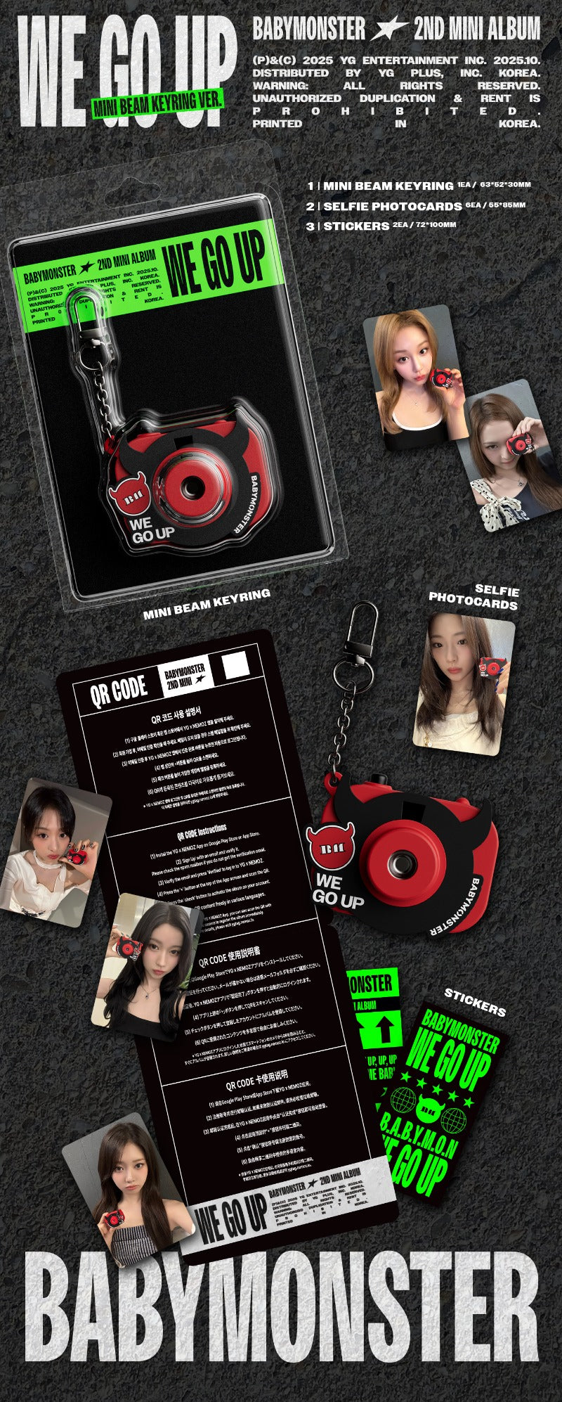 PRE-ORDER BABYMONSTER 2nd Mini Album WE GO UP (MINI BEAM KEYRING Version)