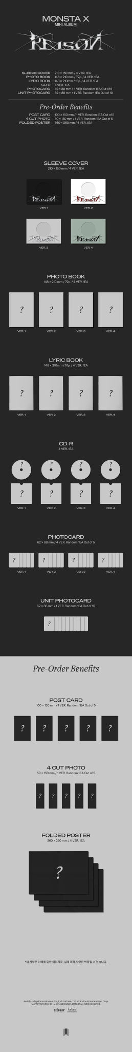 MONSTA X 12th Mini Album REASON – album (1 (BLACK) / / ) | HobiEgo