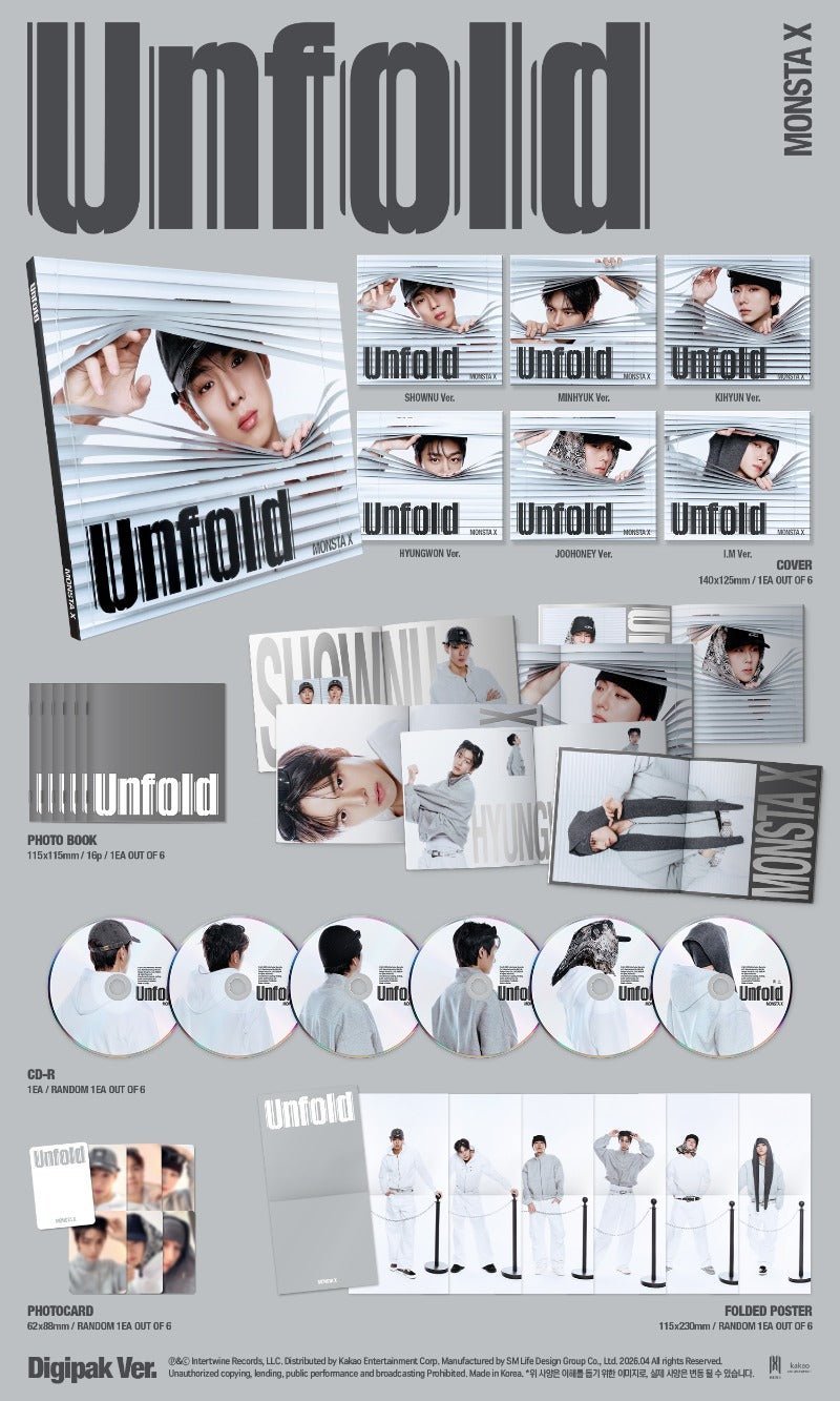 MONSTA X Unfold (DIGIPACK Limited Version) – album 8804775465338 (Shownu / / ) | HobiEgo K - pop Shop