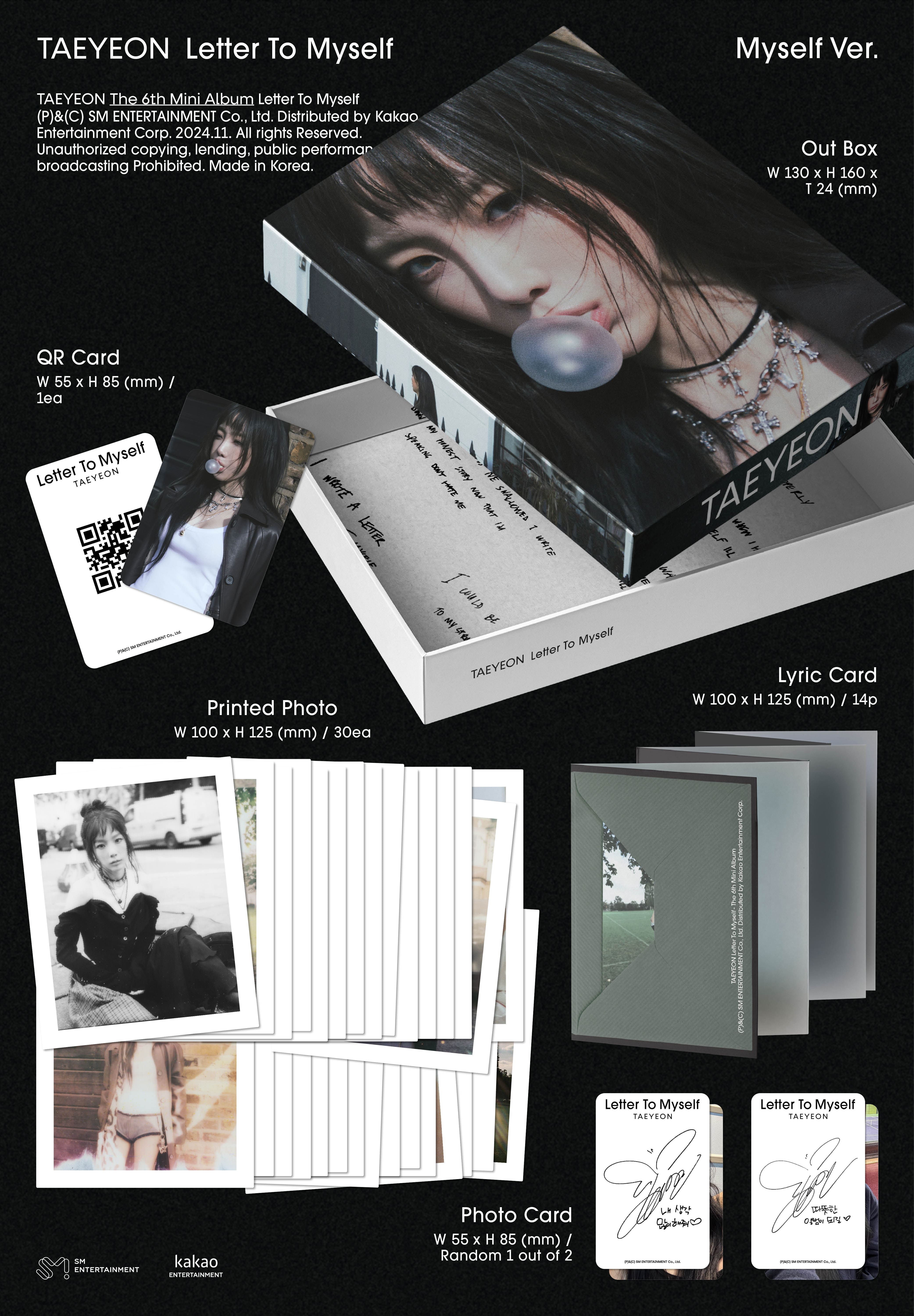 PRE-ORDER TAEYEON 6th Mini Album Letter To Myself (Myself Version)