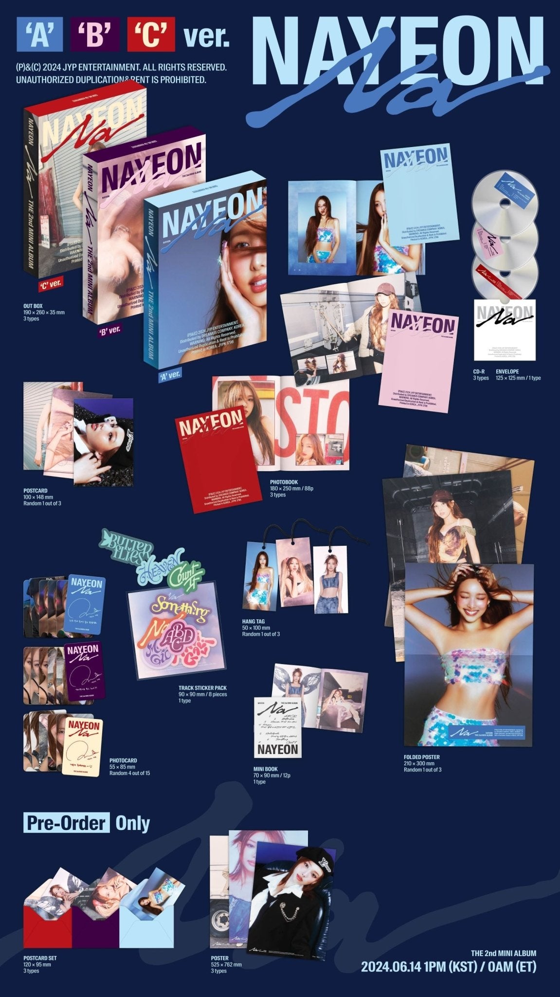 NAYEON (TWICE) 2nd Mini Album NA + POB – album (A (BLUE) / / ) | HobiEgo