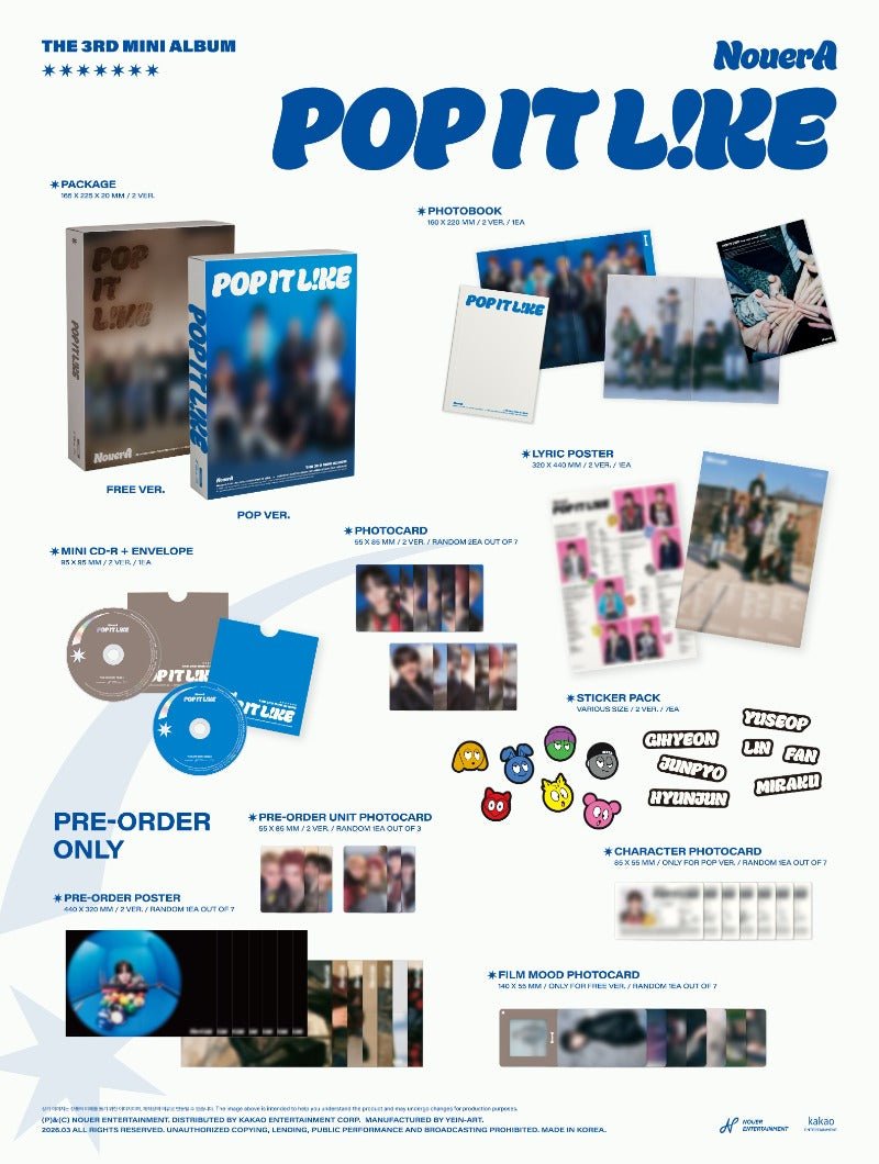NouerA 3rd Mini Album POP LIKE IT (Photobook Version Random) – album 8804775465260 (FREE (BROWN) / / ) | HobiEgo K - pop Shop