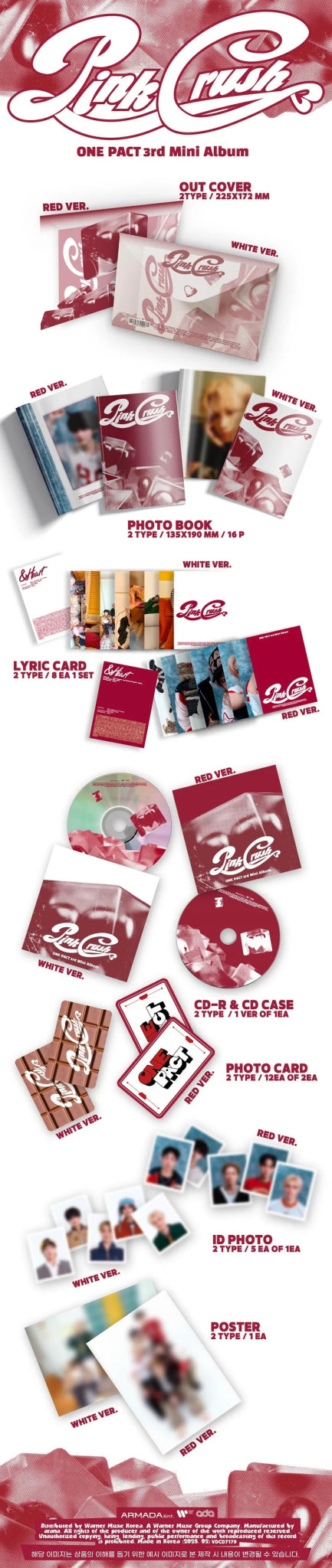 ONE PACT 3rd Mini Album PINK CRUSH – album (RED / / ) | HobiEgo