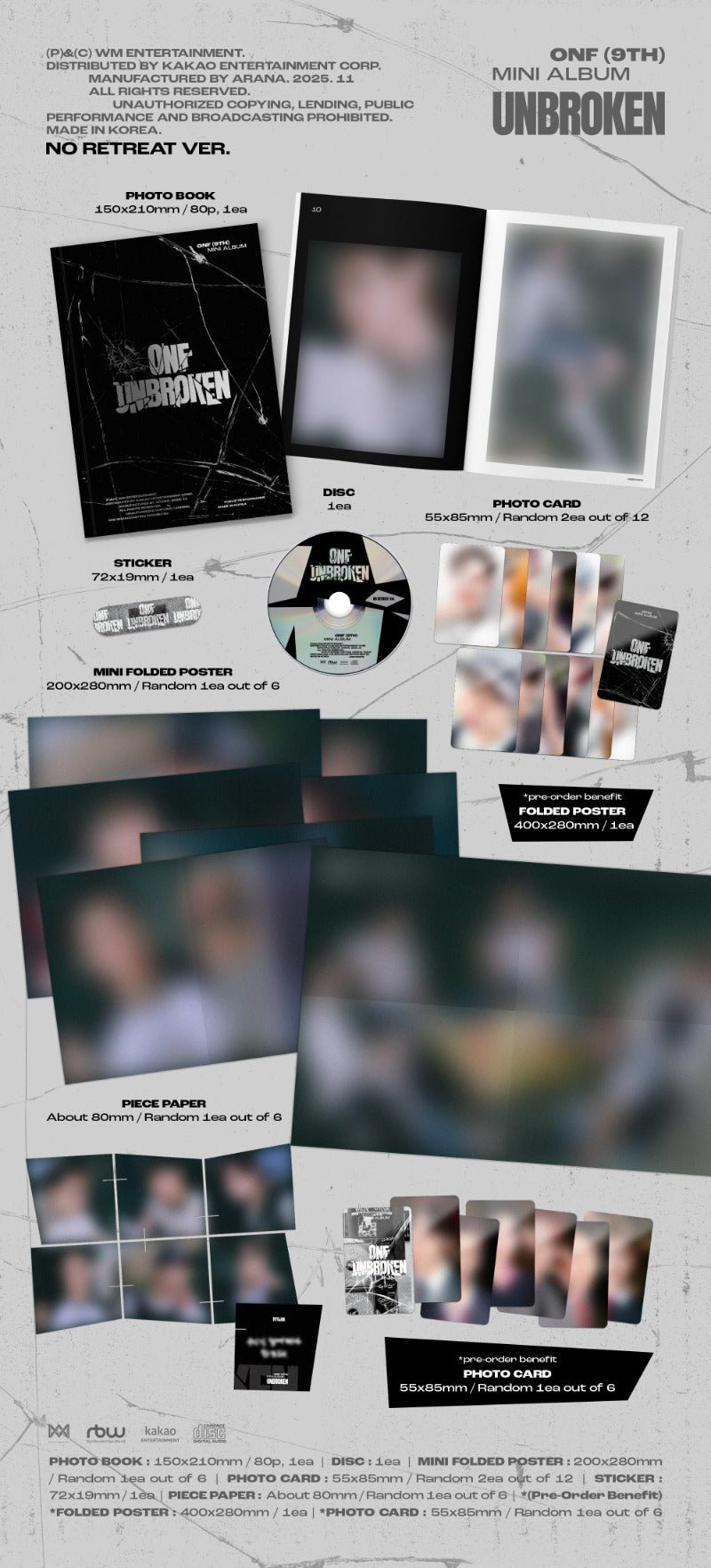 ONF 9th Mini Album UNBROKEN – album (Silenced (GREY) / / ) | HobiEgo