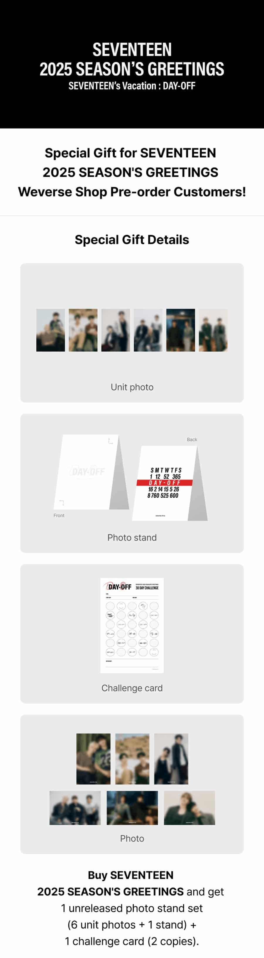 PRE-ORDER SEVENTEEN 2025 Season' Greetings + Weverse POB