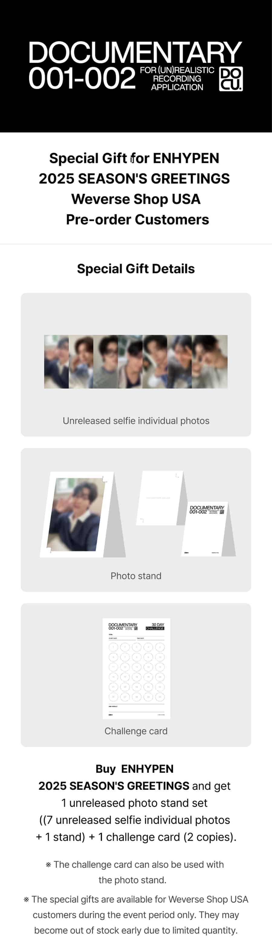 PRE-ORDER ENHYPEN 2025 Season's Greetings + Weverse POB