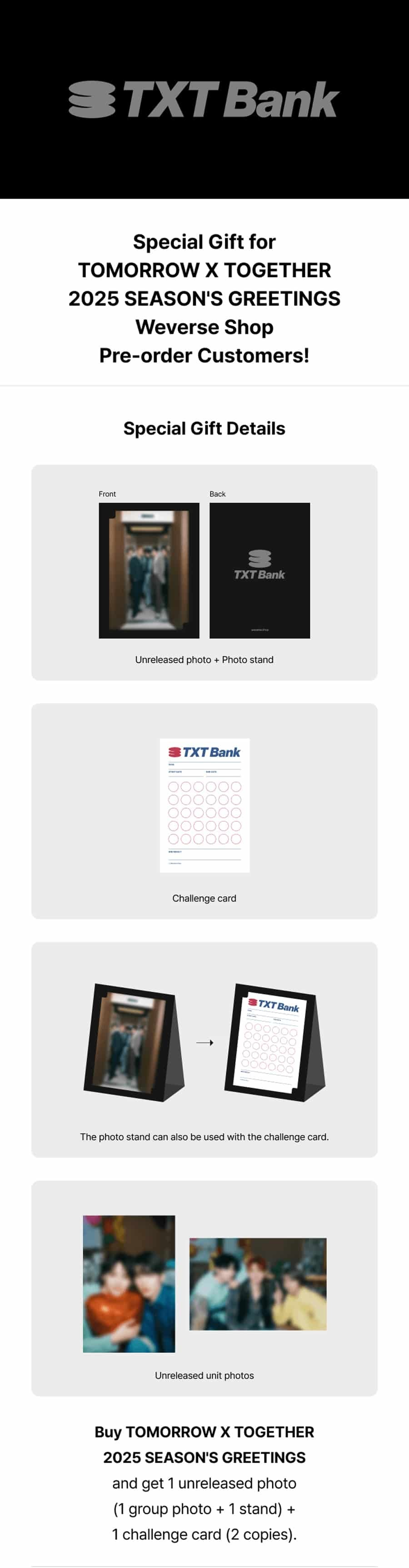 PRE-ORDER TOMORROW X TOGETHER 2025 Season's Greetings + Weverse POB