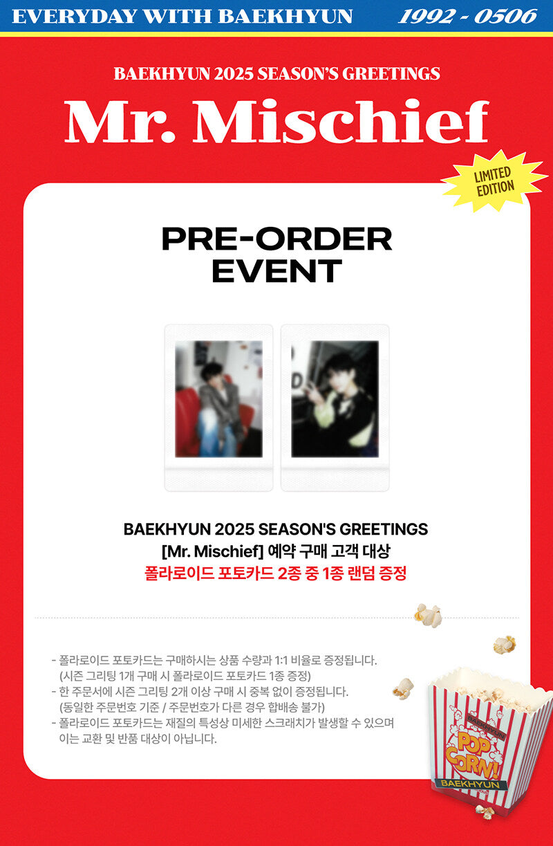 PRE-ORDER BAEKHYUN 2025 Season's Greetings Mr. Mischief + POB