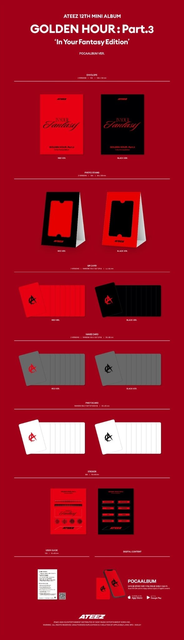 PRE - ORDER ATEEZ 12th Mini Album GOLDEN HOUR : Part.3 'In Your Fantasy Edition (POCA Album) – album (RED / / ) | HobiEgo
