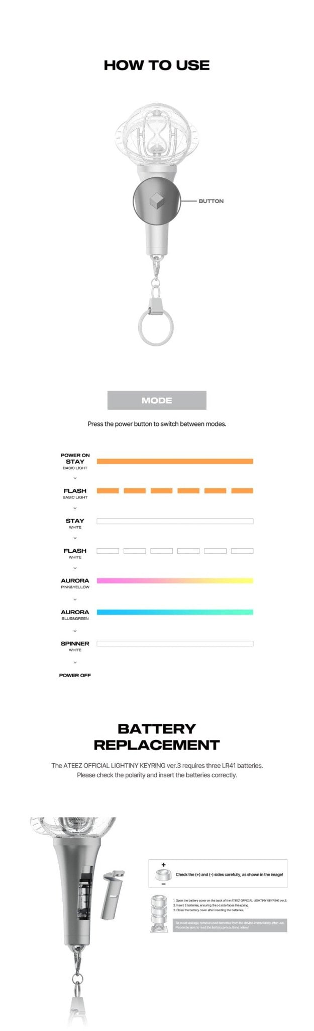 PRE - ORDER ATEEZ LIGHTINY Lightstick Keyring Version 3 – lightstick  ( / / ) | HobiEgo K - pop Shop