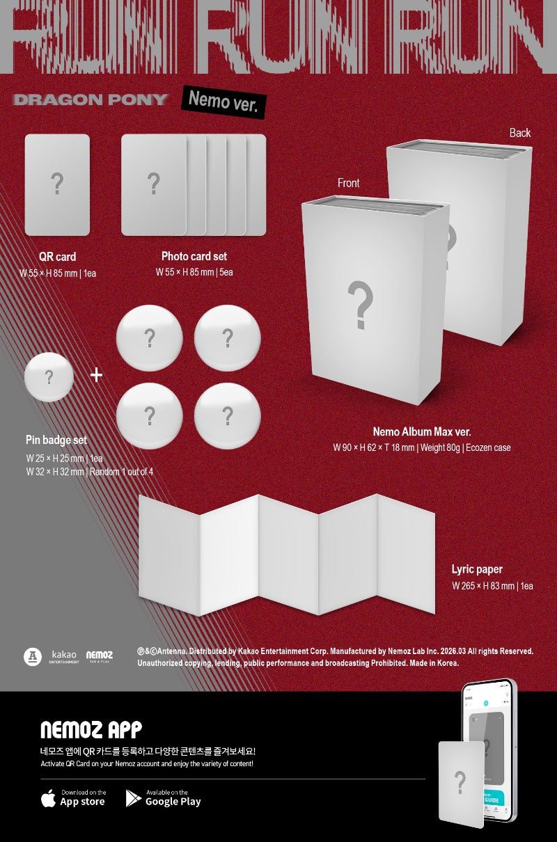 PRE - ORDER Dragon Pony 3rd EP Album RUN RUN RUN (NEMO ALBUM) – album  ( / / ) | HobiEgo