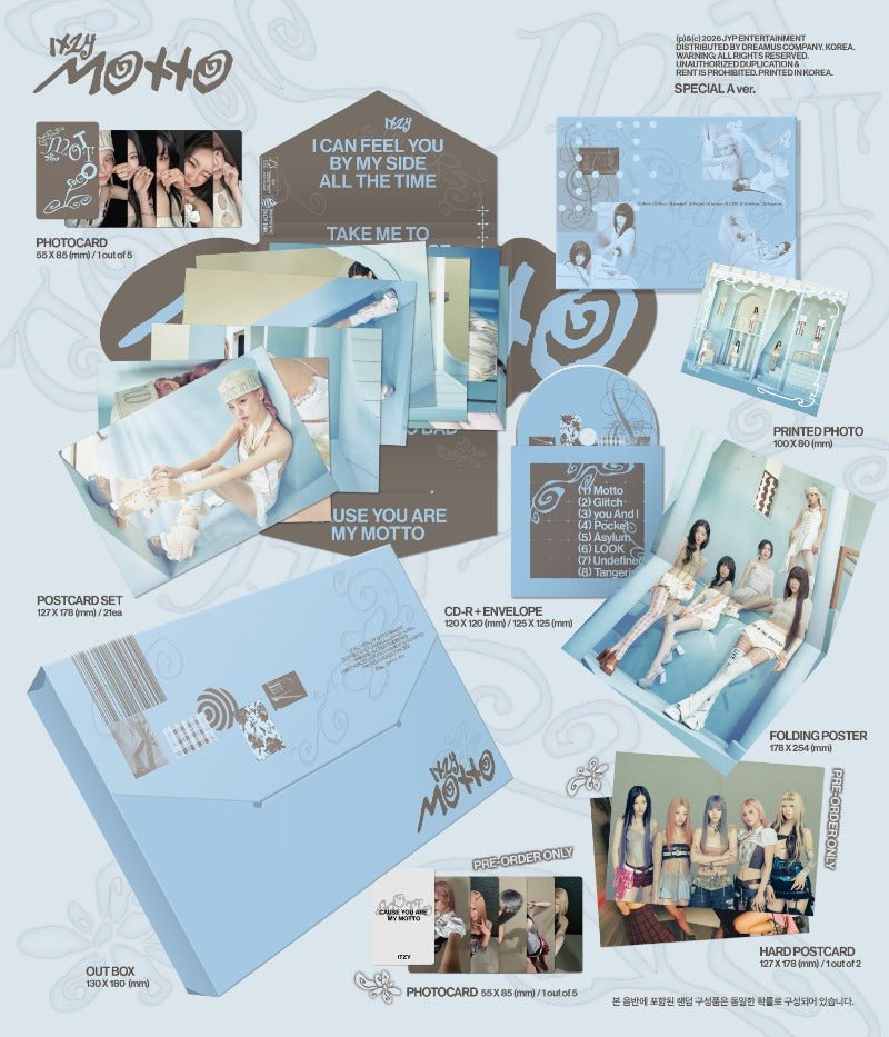 PRE - ORDER ITZY 12th Mini Album Motto SPECIAL Version – album  (A (BLUE) / / ) | HobiEgo K - pop Shop