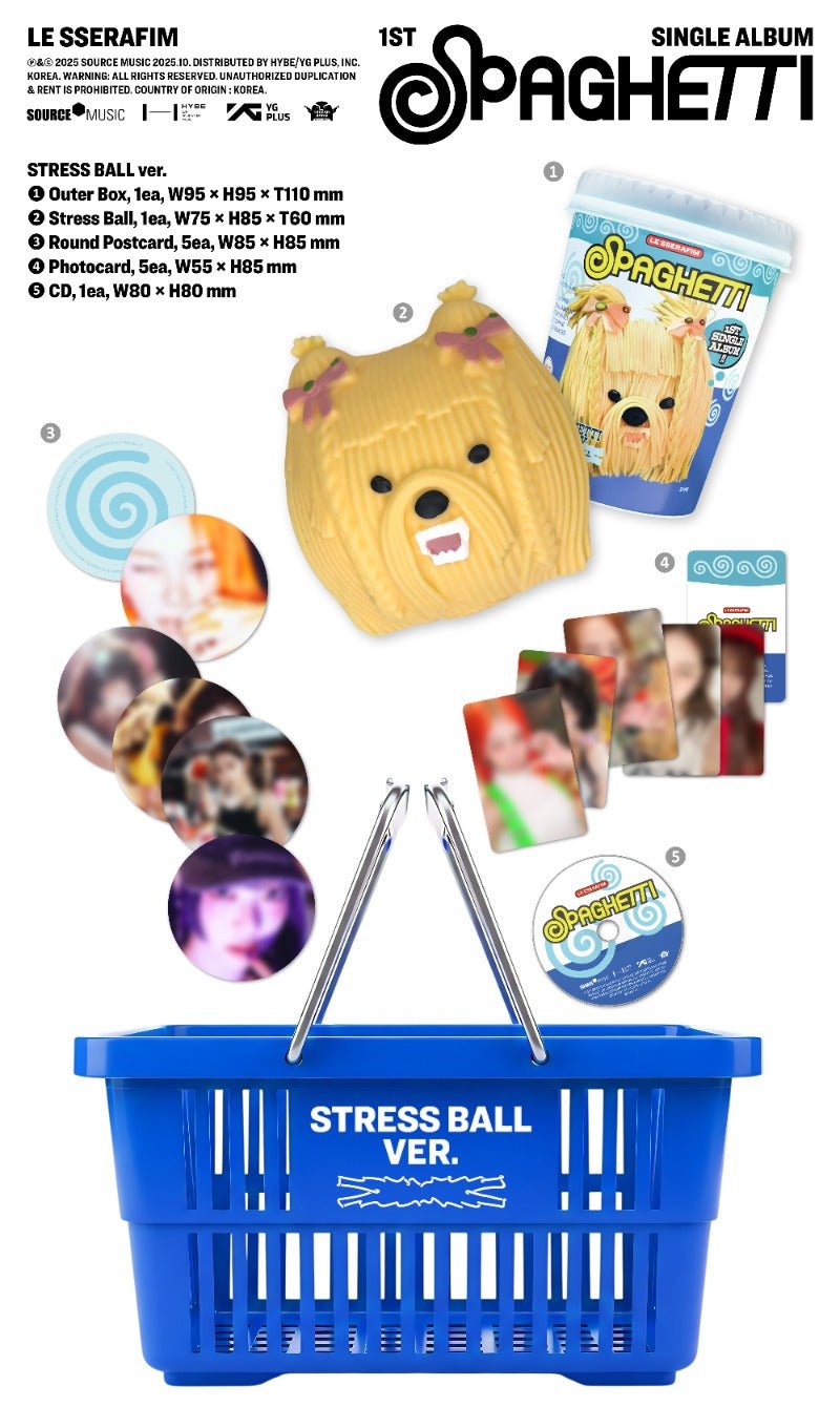 PRE - ORDER LE SSERAFIM 1st Single Album SPAGHETTI (Stress Ball Version) – album ( / / ) | HobiEgo