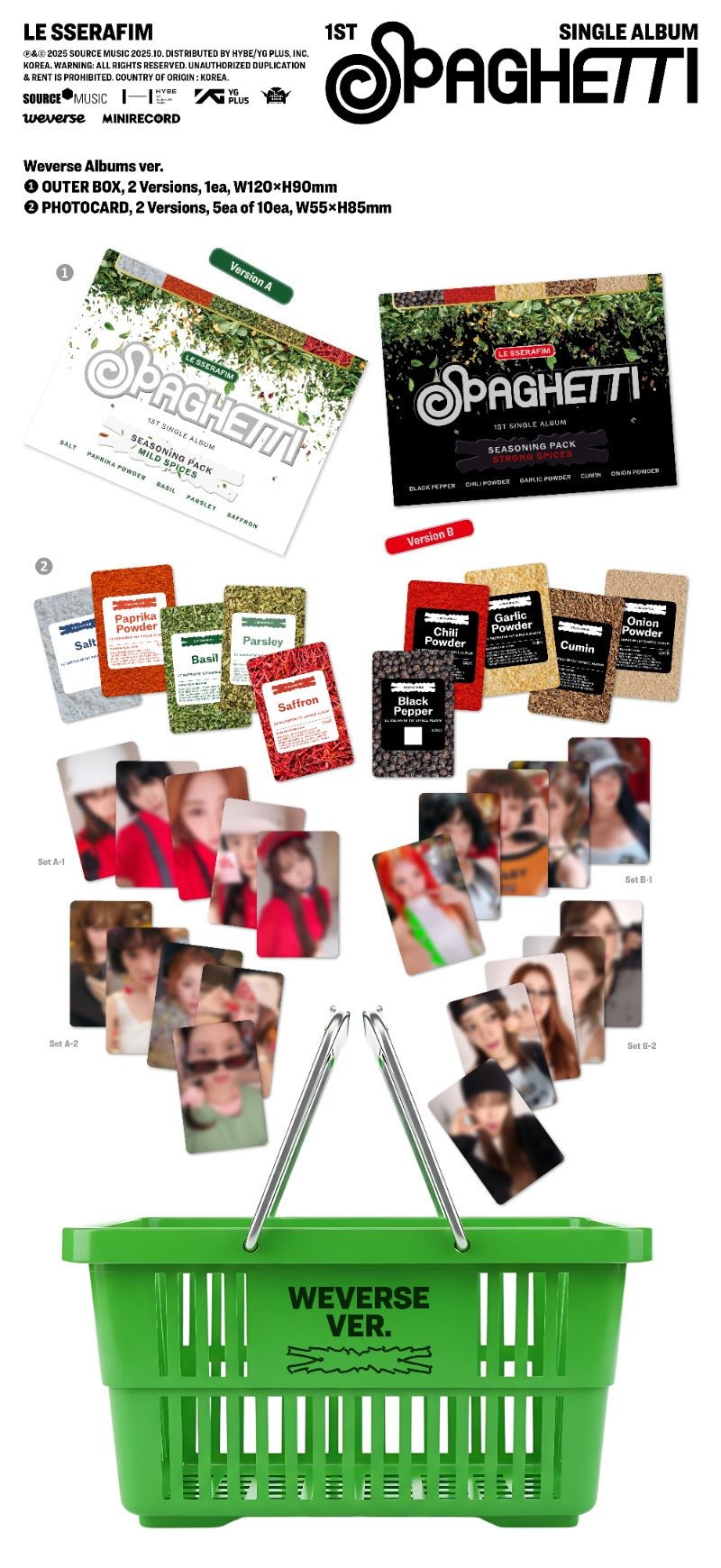 PRE - ORDER LE SSERAFIM 1st Single Album SPAGHETTI (Weverse Albums Version) – album (A / / ) | HobiEgo